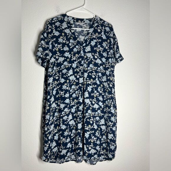 Time & Tru Cuffed Short Sleeve Belted Floral Shift Dress Size S ( 4-6) - Picture 3 of 12
